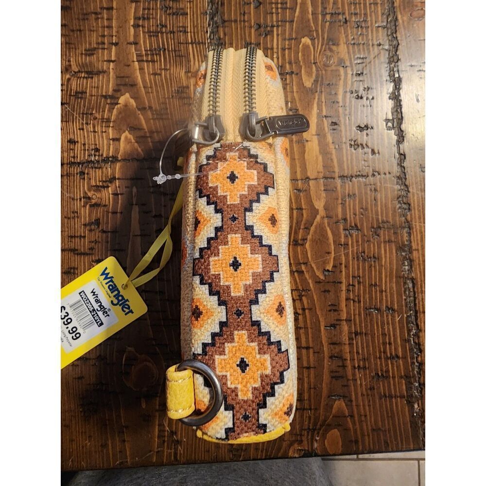 Wrangler Crossbody Aztec Design Bag Yellow with Orange and Brown - Picture 6 of 9